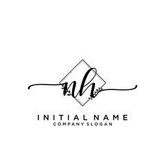 NH Beauty vector initial logo, handwriting logo.