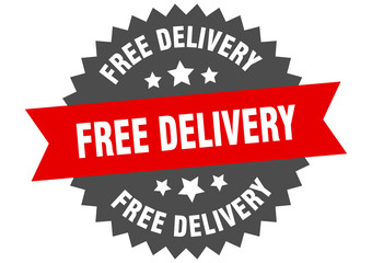 Obraz premium free delivery sign. free delivery red-black circular band label