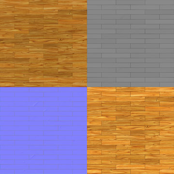 seamless parquet texture bump map diffuse map and normal map for 3d renderings