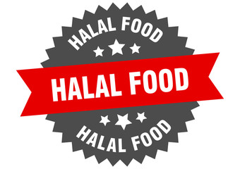 halal food sign. halal food red-black circular band label