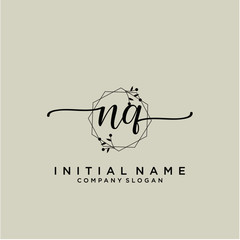NQ Beauty vector initial logo, handwriting logo.