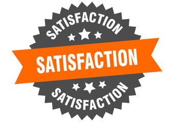 satisfaction sign. satisfaction orange-black circular band label