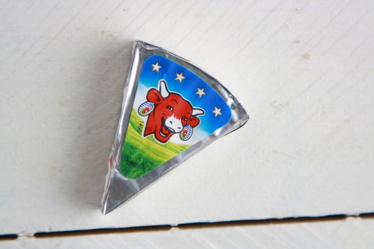Saragossa Spain. June 11, 2019, Cheese of the brand, the cow that laughs