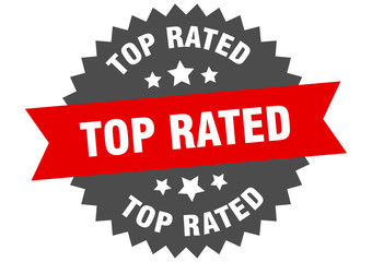 top rated sign. top rated red-black circular band label
