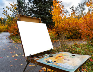 The colors of autumn. Artist's palette. Picture on a white background