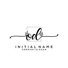 OD Beauty vector initial logo, handwriting logo.