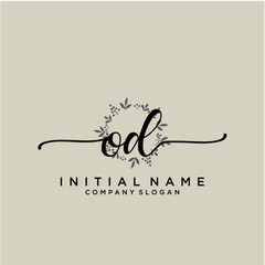 OD Beauty vector initial logo, handwriting logo.