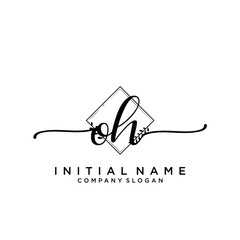 Obraz premium OH Beauty vector initial logo, handwriting logo.