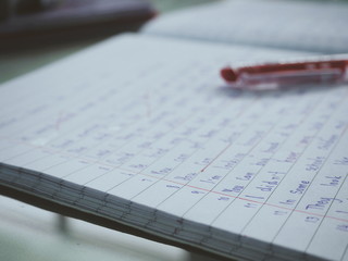 Close-up paper of a school textbook