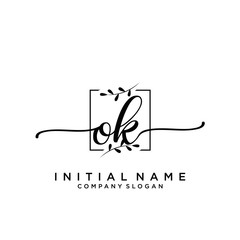 OK Beauty vector initial logo, handwriting logo.