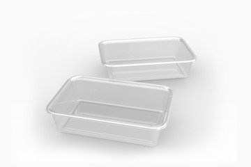3D illustrator Clear Plastic container with lid for food