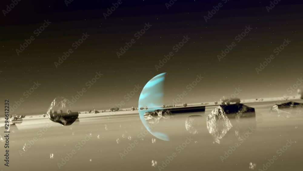Poster nebula and galaxies in space planet rings animation 3d rendering