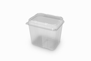 3D illustrator Clear Plastic container with lid for food