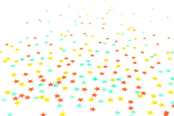 Orange and yellow decorative star shapes scattered over white surface