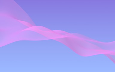 Pink wave on blue sky abstract background. Fluttering pink scarf. Waving on wind pink fabric. 3D illustration