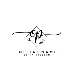 OP Beauty vector initial logo, handwriting logo.