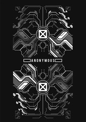 Cyberpunk futuristic poster. Tech Abstract poster template with HUD elements. Modern flyer for web and print. hacking, cyber culture, programming and virtual environments.