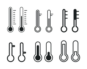 Weather thermometers icons set. Temperature measurement.