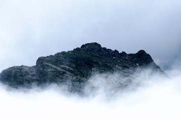 mountain landscape - mountains forest, rocks glaciers snow clouds, Dombay, Karachay-Cherkessia, Russia