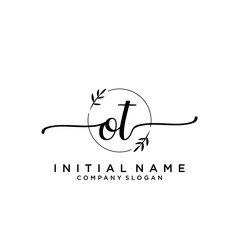 OT Beauty vector initial logo, handwriting logo.