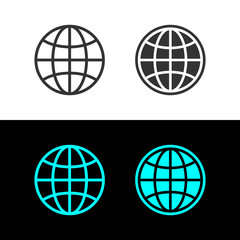 World Icons Set Flat Vector