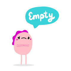 Empty hand drawn sad cartoon comic man pink hair vector illustration