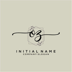 OZ Beauty vector initial logo, handwriting logo.