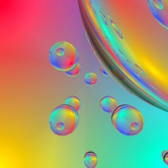 Colorful bubbles background. Fresh air, and perspective space background. Abstract 3d render illustration with vibrant rainbow colors.