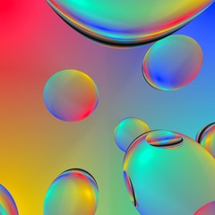 Colorful bubbles background. Fresh air, and perspective space background. Abstract 3d render illustration with vibrant rainbow colors.