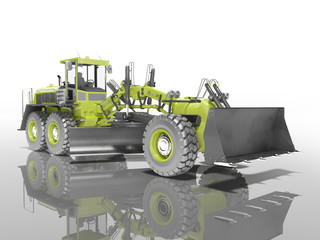 Concept green grader 3d render on white background with shadow