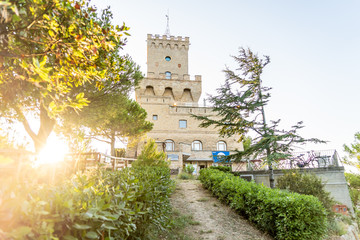 The Cerrano tower, located on Pineto beach, Abruzzo, Italy. Protected sea area in the adriatic sea at sunset