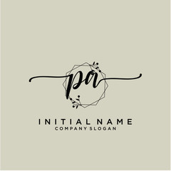 PA Beauty vector initial logo, handwriting logo.