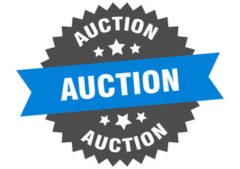 auction sign. auction blue-black circular band label