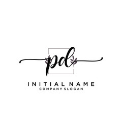 PD Beauty vector initial logo, handwriting logo.