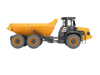 Truck with trailer for mining stone transport 3d render on white background no shadow