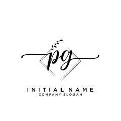 PG Beauty vector initial logo, handwriting logo.