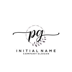 PG Beauty vector initial logo, handwriting logo.