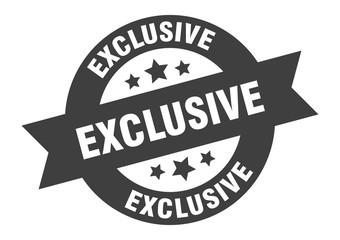 exclusive sign. exclusive black round ribbon sticker