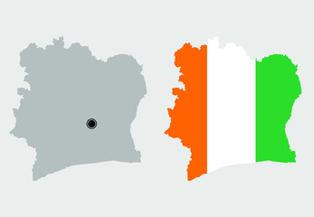  Contour of Ivory coast in grey and in flag colors