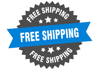 free shipping sign. free shipping blue-black circular band label