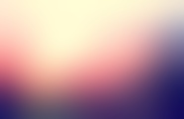 Outdoor twilight blurred illustration. Delicate light and smoky shades abstract defocus pattern. Yellow red blue gradient random background. Nature silhouette tints. Dawn sky.