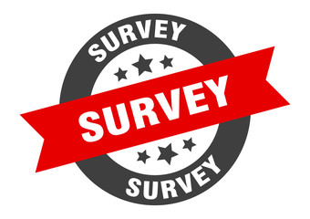 survey sign. survey black-red round ribbon sticker