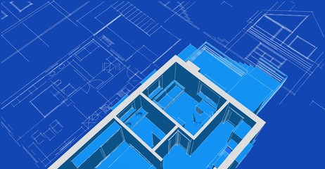 modern house sketch 3d illustration