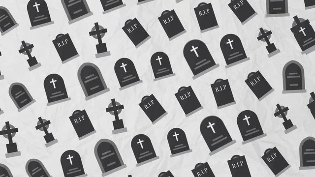 Halloween Tombstone Symbols Pattern Animation with Chroma Green Screen and Luma Matte. Loop-ready. Perfect for overlays and motion backgrounds.