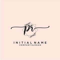 PR Beauty vector initial logo, handwriting logo.