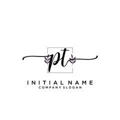 PT Beauty vector initial logo, handwriting logo.