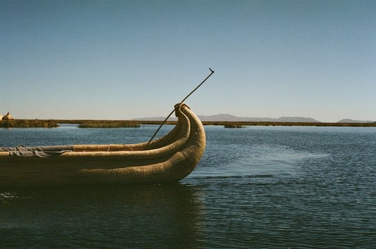 Boat moving in Lake Titicaca