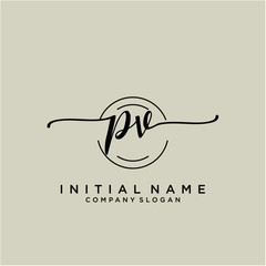 PV Beauty vector initial logo, handwriting logo.