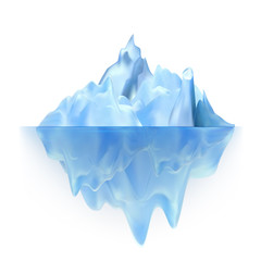 Obraz premium Glacier Floating On Antarctic Water Waves Vector. Cool Glacier Berg With Underwater Part And Icecap. Marine Ice Chunk Hiding Threat, Dangerous And Ecosystem Realistic 3d Illustration