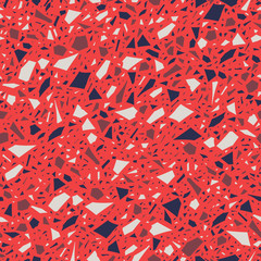 Terrazzo seamless pattern. Red abstract background. 